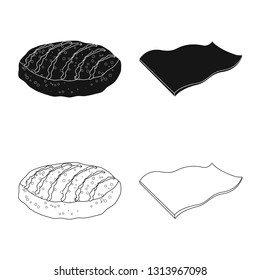 Vector design of burger and sandwich symbol. Set of burger and slice vector icon for stock.