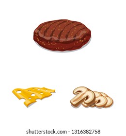 Vector design of burger and sandwich symbol. Collection of burger and slice stock symbol for web.