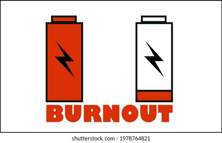 Vector design of burn out or worn out or exhausted of battery. 