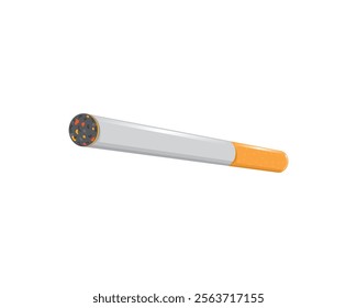 vector design of a burning cigarette in gray and white with a yellow mixed orange bottom