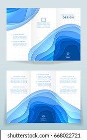Vector design of business brochure. Corporate tri fold brochure template with abstract cut paper.