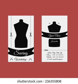Vector Design Business Card Stylish Tailor Shop, Cloth Repair And Alteration Shop.