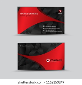 Vector design Business Card template, Creative idea modern concept, red and black abstract background
