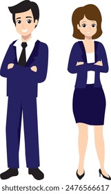 Vector design of business couple, man and woman with formal suit, elegant, managers, bosses, business people, teamwork, gender equality, workers, employees, teamwork, corporation leaders