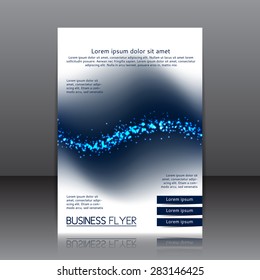 Vector design of the business flyer whit blue-glow. Poster template for your business.