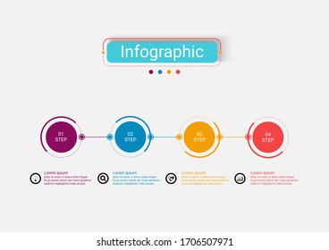 The vector design business infographic uses concepts creative circle template infographic with 4 options. It can be used for layout, workflows, diagrams, business process options, banners, web design.