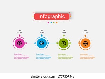 The vector design business infographic uses concepts creative circle template infographic with 4 options. It can be used for layout, workflows, diagrams, business process options, banners, web design.