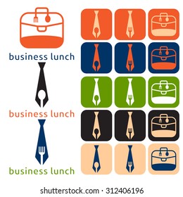 vector design business lunch and icon set flat design