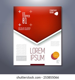 Vector design of business marketing presentation. Main element infographics. Red geometrical label, frame for headline.