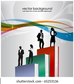 vector design with business people standing on books