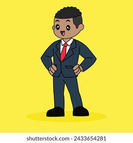 Vector Design of Businessman cartoon character.Children Illustration