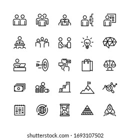 vector design of business-related icon bundle. outline style version.