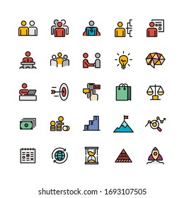 vector design of business-related icon bundle. filled outline style version.