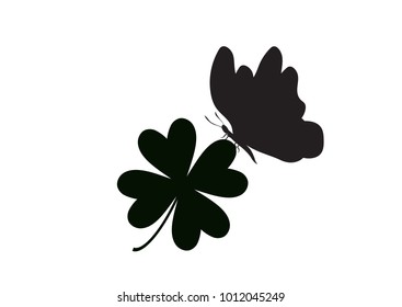 Vector design - butterfly sitting on a leaf of a clover. Nature and freedom