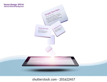 Vector design button icon and Technology Information concept on Tablet computer, Infographic of information technology, Vector illustration modern template design