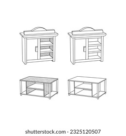 vector design of Cabinet icon set collection, icon Furniture line art vector, minimalist illustration design template