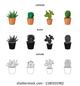 Vector design of cactus and pot icon. Set of cactus and cacti vector icon for stock.