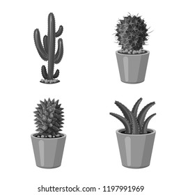 Vector design of cactus and pot icon. Set of cactus and cacti stock vector illustration.