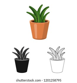 Vector design of cactus and pot icon. Set of cactus and cacti stock vector illustration.