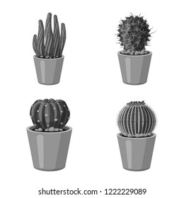 Vector design of cactus and pot icon. Set of cactus and cacti stock symbol for web.