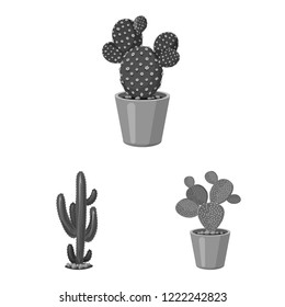 Vector design of cactus and pot icon. Collection of cactus and cacti vector icon for stock.