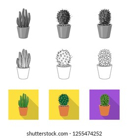 Vector design of cactus and pot icon. Collection of cactus and cacti vector icon for stock.