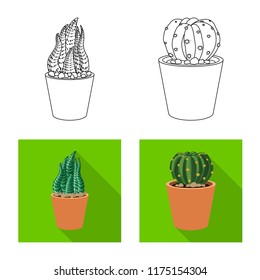 Vector design of cactus and pot logo. Set of cactus and cacti stock vector illustration.