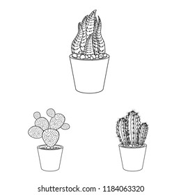 Vector design of cactus and pot logo. Set of cactus and cacti vector icon for stock.