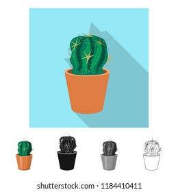 Vector design of cactus and pot logo. Set of cactus and cacti vector icon for stock.