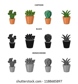 Vector design of cactus and pot logo. Collection of cactus and cacti stock symbol for web.