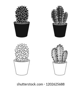Vector design of cactus and pot logo. Set of cactus and cacti vector icon for stock.
