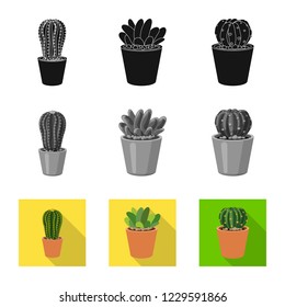 Vector design of cactus and pot logo. Set of cactus and cacti vector icon for stock.