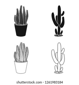 Vector design of cactus and pot logo. Collection of cactus and cacti stock symbol for web.