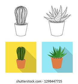 Vector design of cactus and pot logo. Set of cactus and cacti stock symbol for web.