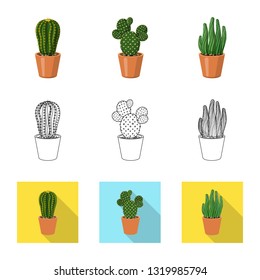 Vector design of cactus and pot logo. Collection of cactus and cacti stock vector illustration.