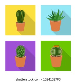 Vector design of cactus and pot logo. Collection of cactus and cacti vector icon for stock.