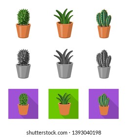 Vector design of cactus and pot logo. Set of cactus and cacti vector icon for stock.