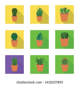 Vector design of cactus and pot logo. Collection of cactus and cacti stock vector illustration.