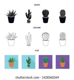 Vector design of cactus and pot logo. Collection of cactus and cacti stock vector illustration.