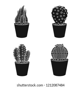 Vector design of cactus and pot sign. Collection of cactus and cacti vector icon for stock.