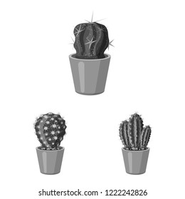 Vector design of cactus and pot sign. Set of cactus and cacti stock symbol for web.