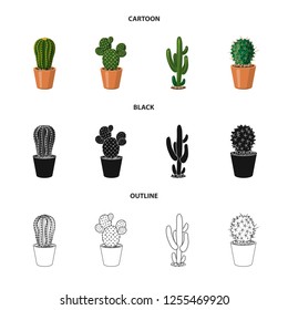 Vector design of cactus and pot sign. Collection of cactus and cacti stock vector illustration.