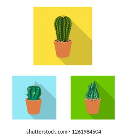 Vector design of cactus and pot sign. Collection of cactus and cacti stock symbol for web.