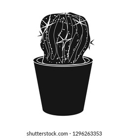 Vector design of cactus and pot sign. Set of cactus and cacti stock symbol for web.