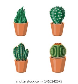 Vector design of cactus and pot sign. Set of cactus and cacti vector icon for stock.