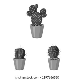 Vector design of cactus and pot symbol. Set of cactus and cacti stock vector illustration.