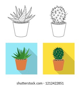 Vector design of cactus and pot symbol. Collection of cactus and cacti vector icon for stock.