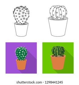 Vector design of cactus and pot symbol. Collection of cactus and cacti vector icon for stock.