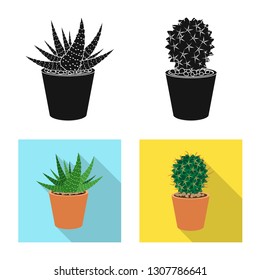 Vector design of cactus and pot symbol. Collection of cactus and cacti stock vector illustration.