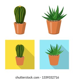 Vector design of cactus and pot symbol. Collection of cactus and cacti stock vector illustration.